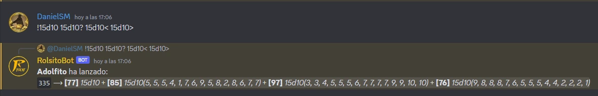 Ordenar los resultados de las tiradas con RolsitoBot