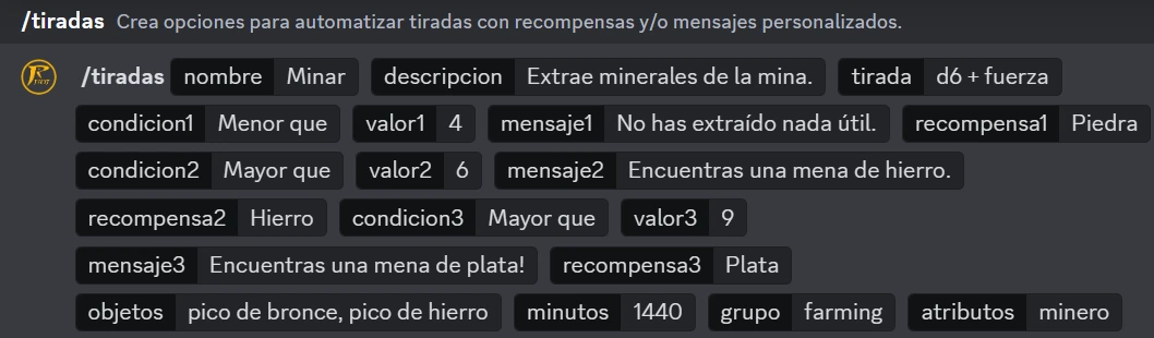 Configurando otra tirada automatizada