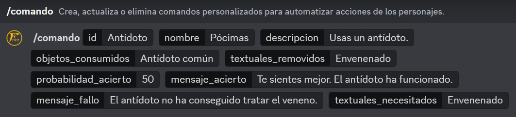 Configurando un comando personalizado.